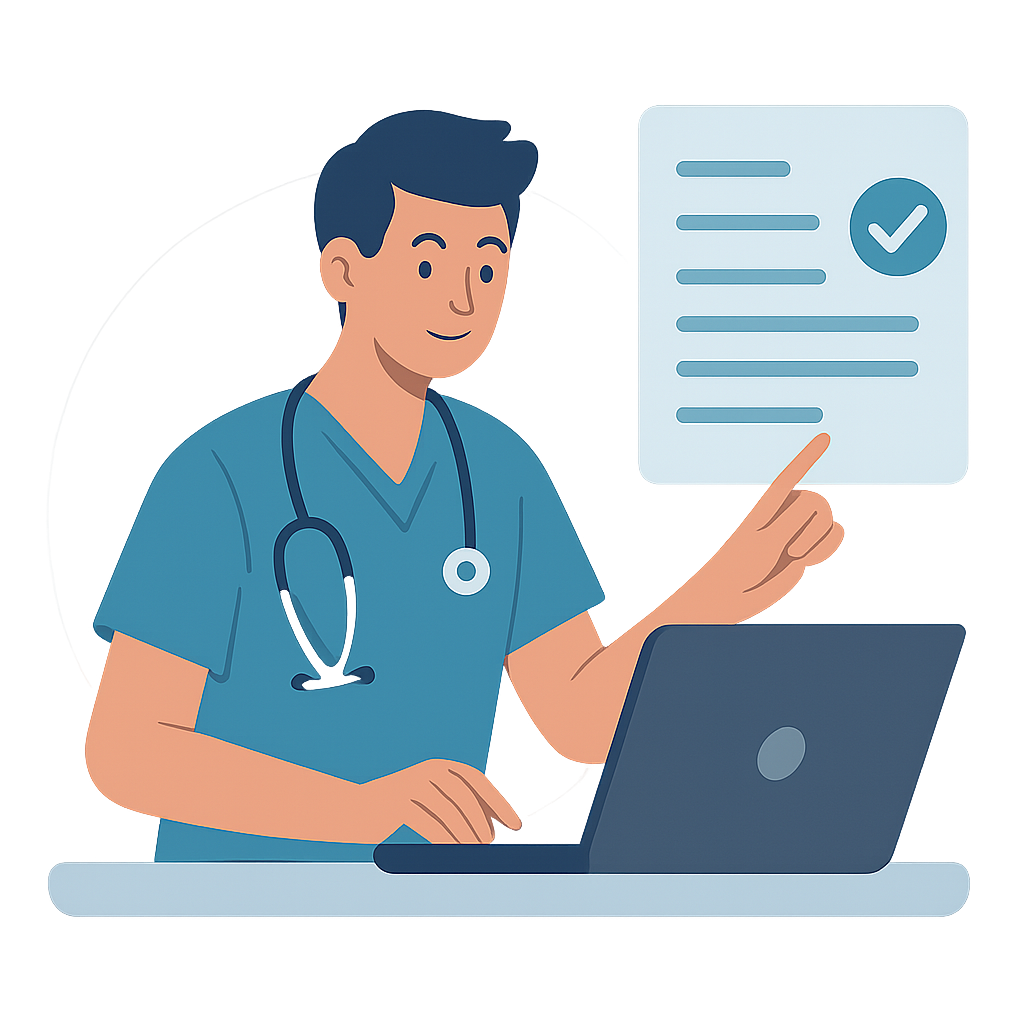 Healthcare Professional Using Laptop